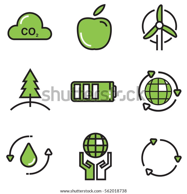 Ecology colour\
of icons set, illustration\
EPS10\

