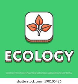 Ecology colour square icon isolated vector illustration. Leaves nature ecological symbol. Eco friendly concept, green recycling, environment protection logo or sign in line design.