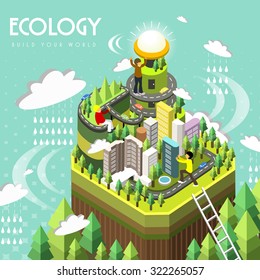 ecology concept in 3d isometric flat design 