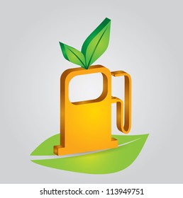 Ecology concept abstract illustration with leaf and fuel station