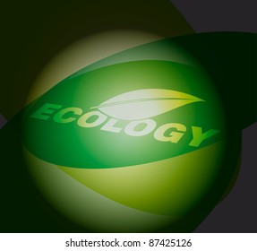 Ecology concept - abstract illustration with leaf and text