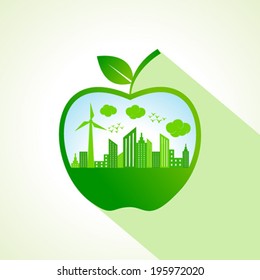 Ecology concept with apple - vector illustration 