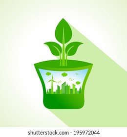 Ecology concept with apple - vector illustration 