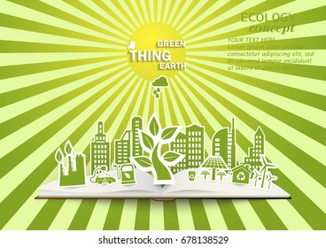 Ecology  concept background . Vector infographic illustration,Paper design
