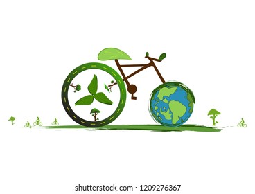 ecology concept with bike reduce CO2 .