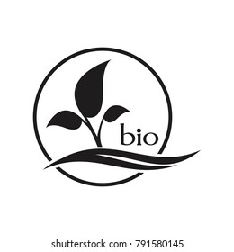 Ecology concept. Bio logo. Eco leaf. Sapling.