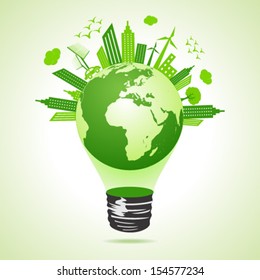 Ecology concept with bulb vector illustration