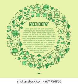 Ecology concept in circle with thin line icons for environmental, recycling, renewable energy, nature. Vector illustration.