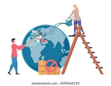 Ecology Concept of Clean Earth Environment, flat design vector illustration, for graphic and web design 