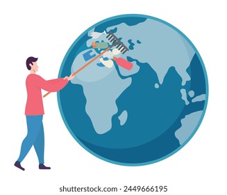 Concepto de Ecología de Entorno Tierra Limpia, Ilustración vectorial de diseño plano, para gráficos y Diseño web 