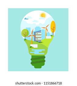 Ecology concept and clean energy vector illustration