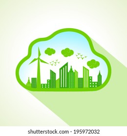 Ecology concept with cloudscape- vector illustration 