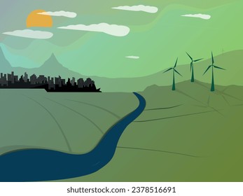 Ecology concept with dark city on earth, World environment and sustainable development
