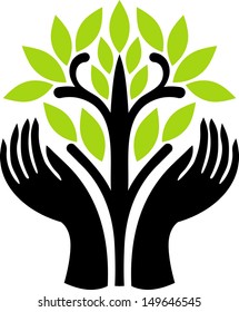 Ecology concept, decorative tree in hands