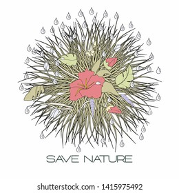 Ecology concept design. Colorful vector illustration with Flora in cartoon style.