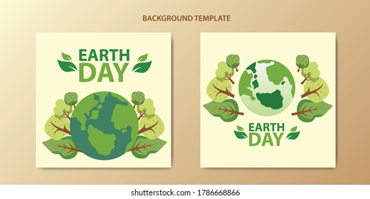 Ecology concept. Design with globe map drawing and leaves on light brown background for cover, template and icon. vector illustration.