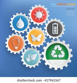 Ecology concept design on blue background,vector