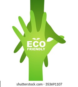 Ecology Concept Design. Saving & Help. Go Green. Vector Illustration.