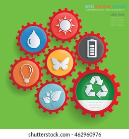 Ecology concept design,gear info graphic,vector