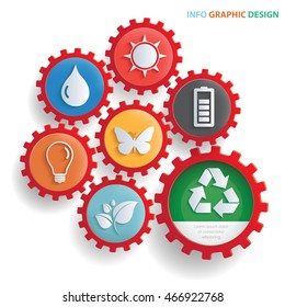 
Ecology concept design,gear info graphic,vector