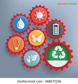 
Ecology concept design,gear info graphic,vector