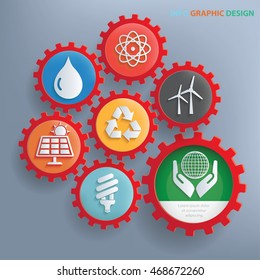 
Ecology concept design,gear info graphic,vector