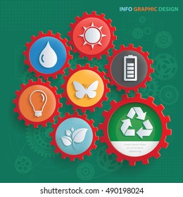 
Ecology concept design,gear info graphic,vector