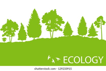 Ecology concept detailed forest tree illustration vector background card