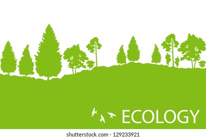 Ecology concept detailed forest tree illustration vector background card