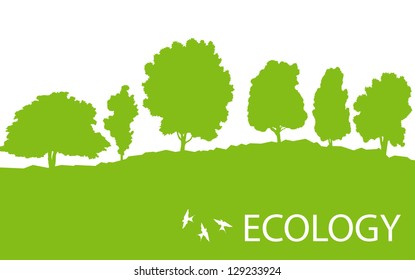 Ecology concept detailed forest tree illustration vector background card