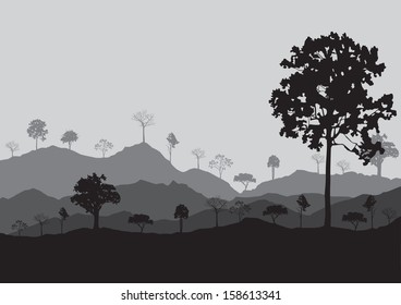 Ecology concept detailed forest tree illustration vector background card
