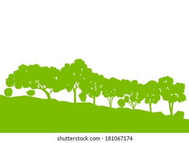 Ecology concept detailed forest tree illustration vector background card