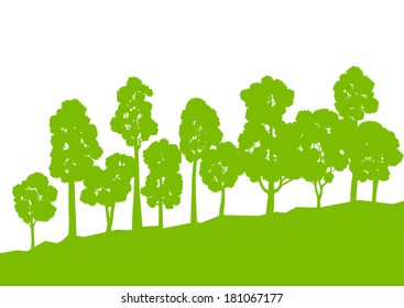Ecology concept detailed forest tree illustration vector background card