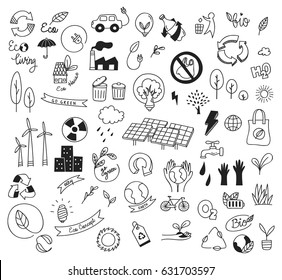 Ecology Concept Doodle Isolated On White Stock Vector (Royalty Free ...