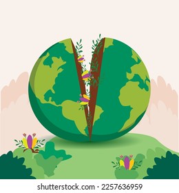 Ecology concept, Earth Day.caring and greening the World with trees and plants