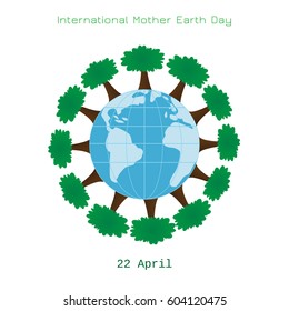 Ecology concept with Earth and trees.