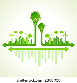 Ecology concept with eco bulb - vector illustration