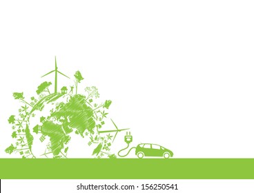 Ecology concept with eco car vector illustration