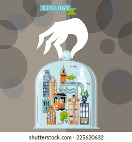 Ecology concept. Eco city. Vector illustration