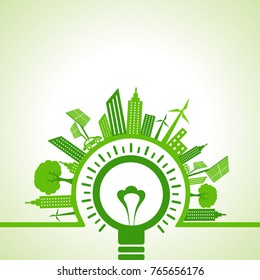 Ecology concept with eco cityscape - vector illustration