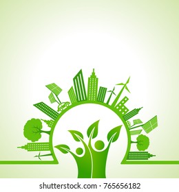 Ecology concept with eco cityscape - vector illustration