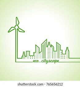 Ecology concept with eco cityscape - vector illustration