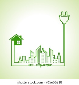 Ecology concept with eco cityscape - vector illustration