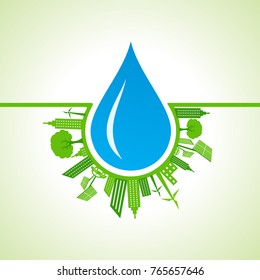 Ecology concept with eco cityscape - vector illustration