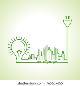 Ecology concept with eco cityscape - vector illustration
