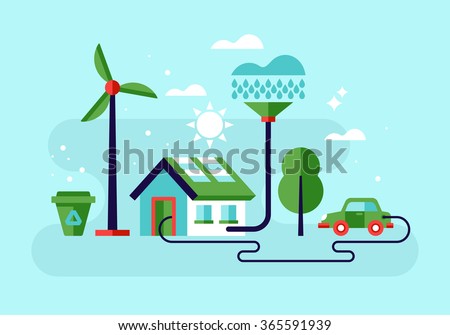 Ecology iConcepti iEcoi Friendly iHousei iGreeni Stock Vector 