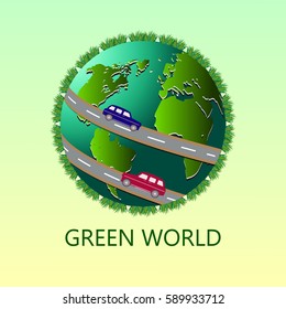  Ecology concept. Ecologically clean world. Vector illustration. 