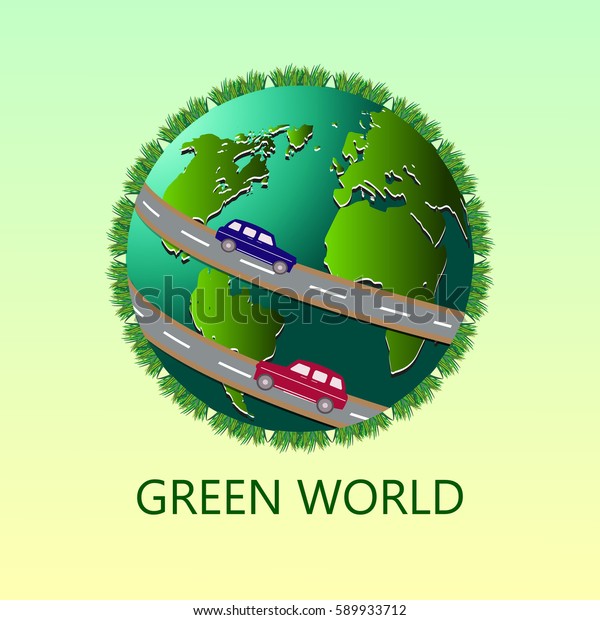  Ecology concept. Ecologically clean world. Vector\
illustration. 
