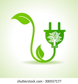 Ecology concept with electric plug - vector illustration
