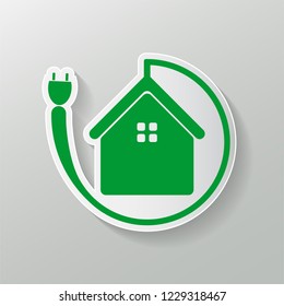 Ecology concept with electric.green home power plug